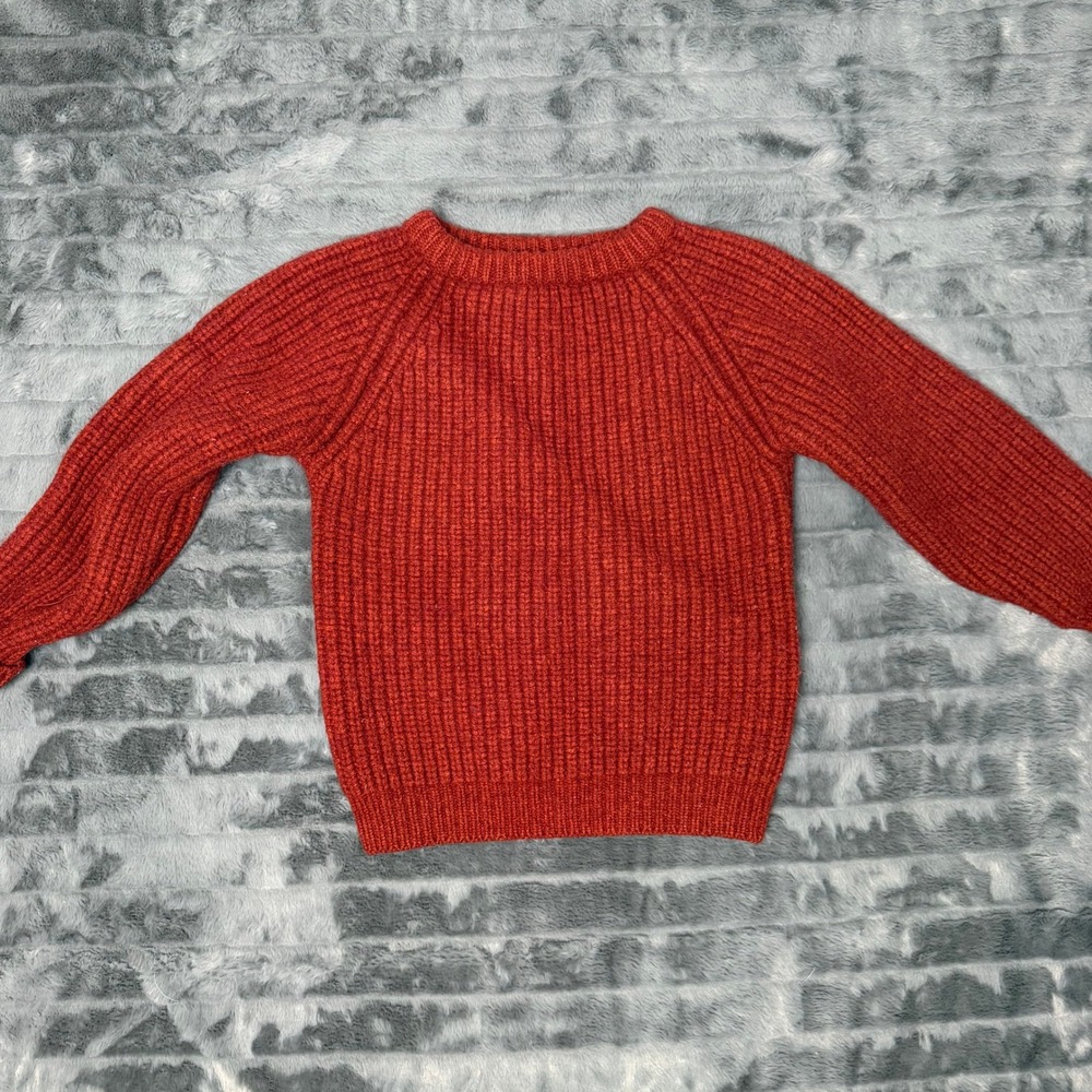 Cottage Knitwear Wool Sweater Rust Orange Ribbed Hand Fashioned UK Womens M